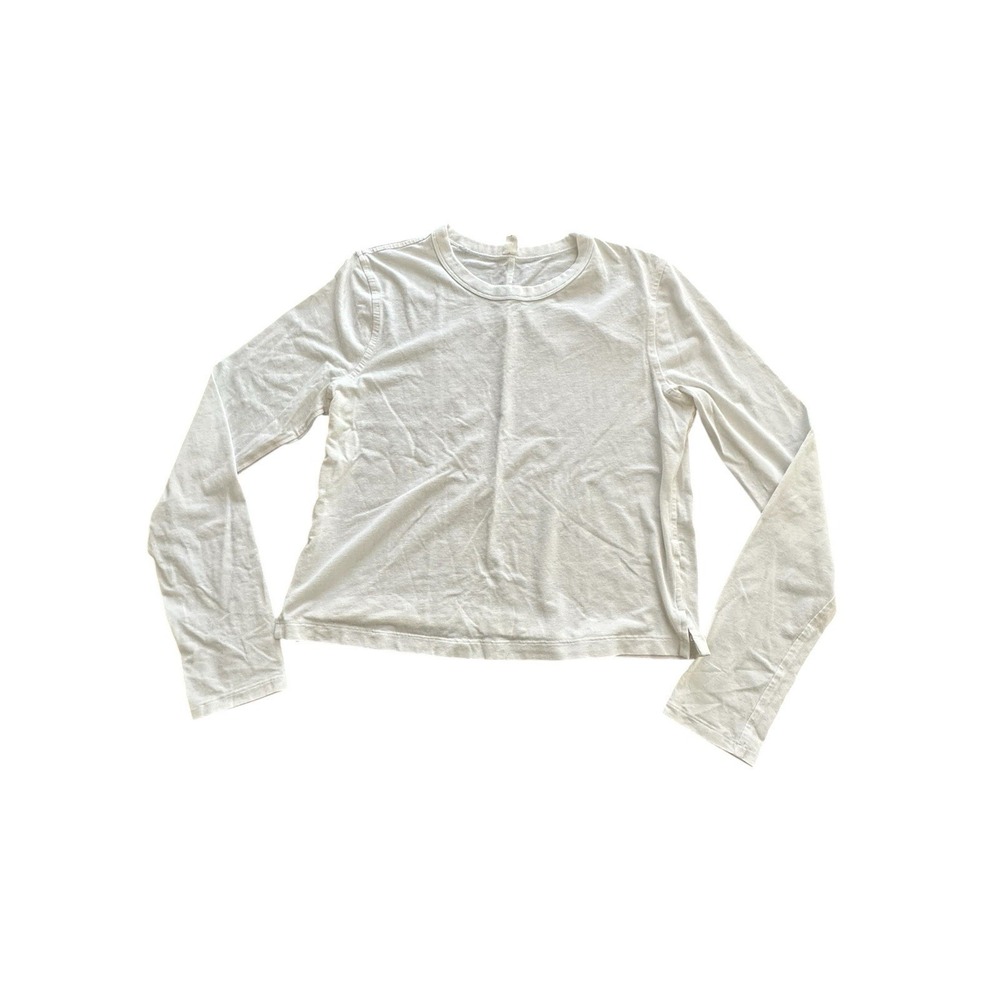 Lululemon Shirt Women 2‎ Soft White Lightweight Running Casual Logo Ladies DD6-2